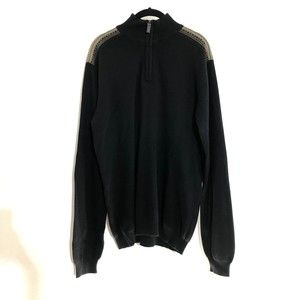Claiborne Black Long Sleeve Quarter zip up Men's L Design on shoulder's